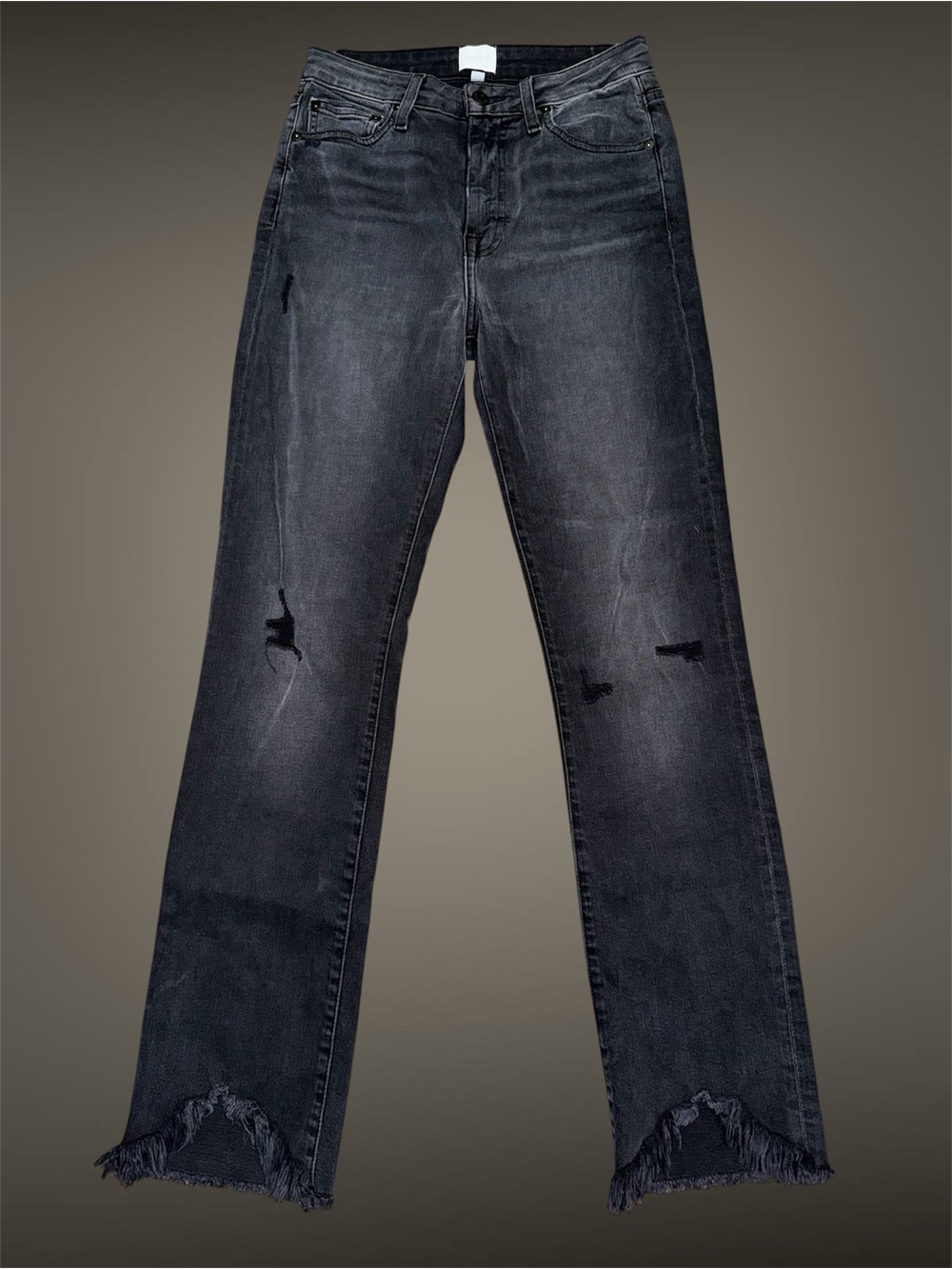Jonathan Simkhai River High Rise Straight Jeans Vintage Noir Distressed size 27